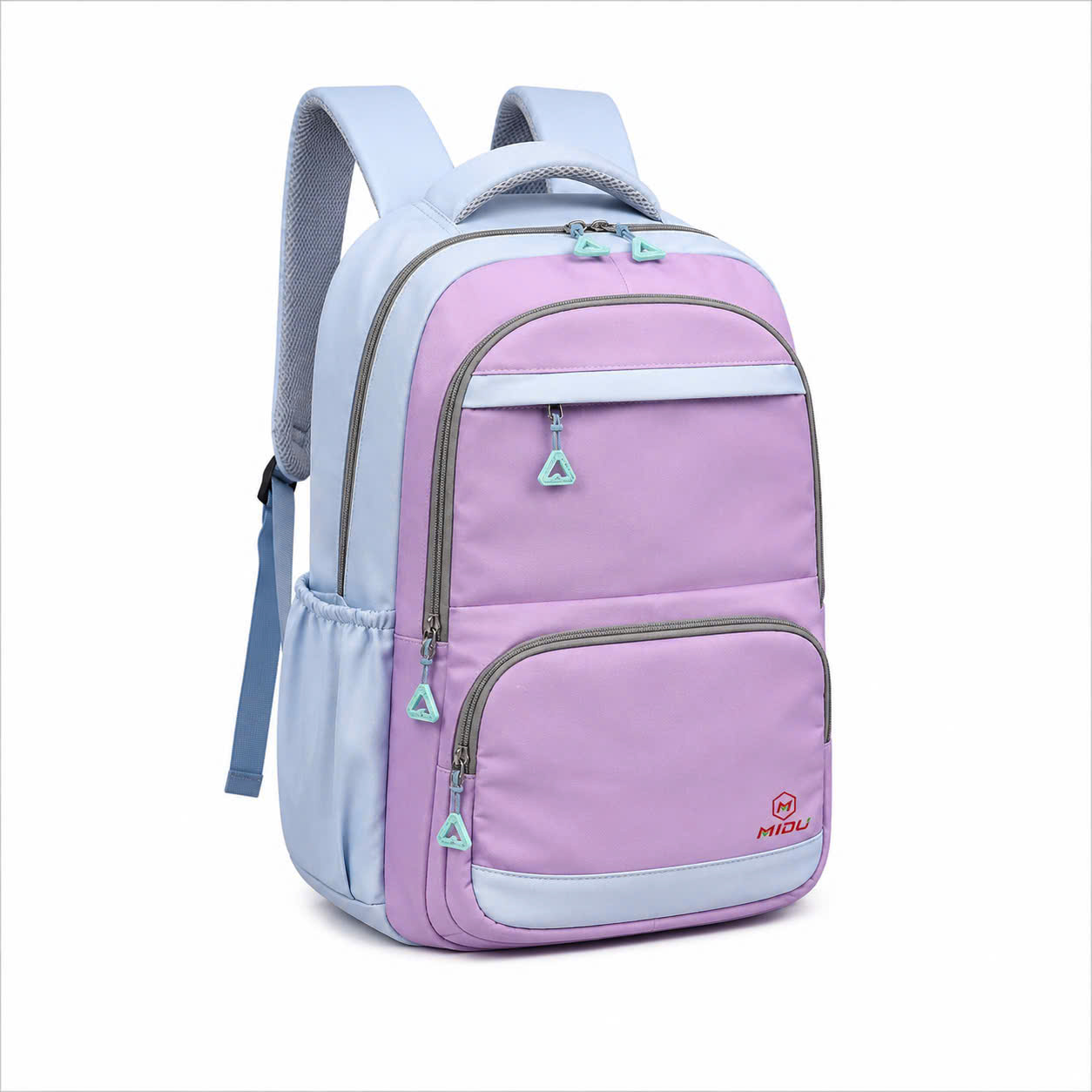 Balo Học Sinh MIDU Pastel Tím Xanh Nhiều Ngăn Đựng Laptop 15.6 Inch Hàn Quốc
